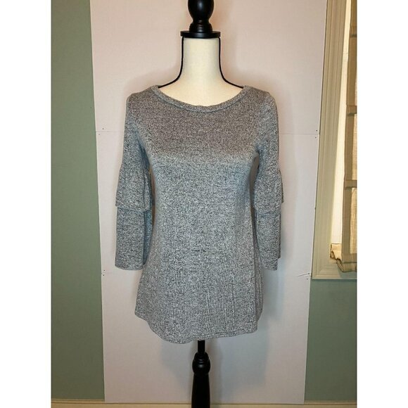 Promesa Heather Gray Tier Sleeve Knit Top Small - Picture 1 of 5